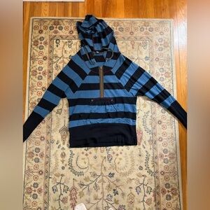 Free People Blue and Black Striped Hoodie